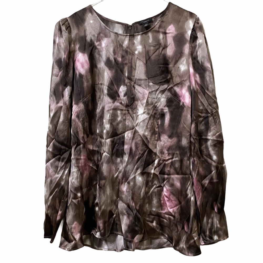 Ann Taylor 12 Tie Dye Long Sleeve Silk Top